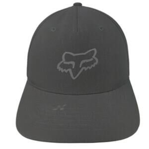 Fox Logo Fitted Hat Black Medium Vent Holes Solid Outdoor Laser Cut